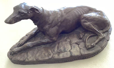 £10 • Buy Dalkerry Bronze Resin Sculpture Of Resting Greyhound On Plinth