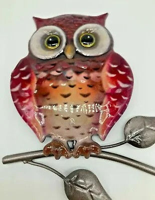 £7.99 • Buy Metal Owl Wall Art Red Metal Garden Ornament Indoors Outdoors