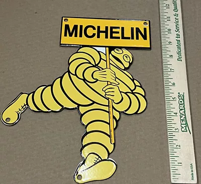 Vintage Style Michelin Man Tires Advertising Service Oil Die-cut Porcelain  Sign • $79