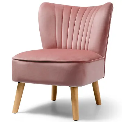 Modern Velvet Leisure Chair Home Armless Accent Single Sofa Upholstered Pink • $94