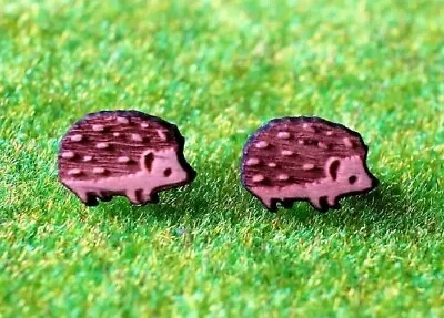 ONE PAIR Of Wooden Laser Cut Hedgehog 🦔🦔 Stud Earrings • $9.50