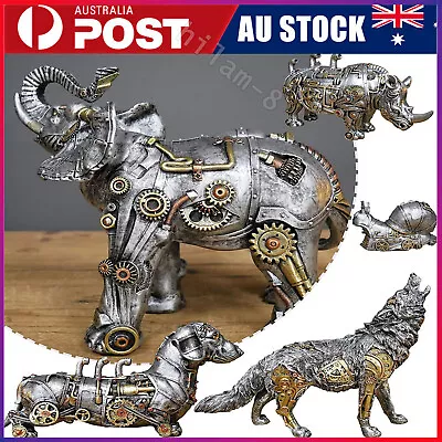 Steampunk Animal Industrial Silver Gothic Daschund Sausage Dog Table Ornament 1x • $26.25
