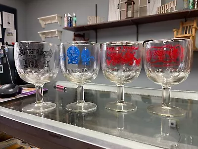 4 Beer Pedestal Glasses (Olympia Pabst Blue Ribbon Miller And Keep On Truckin) • $11.99