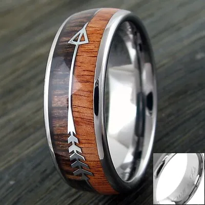 Tungsten Carbide Men's 2-Tone Wood & Arrow Wedding Band Ring Engraving Avail. • $15.99