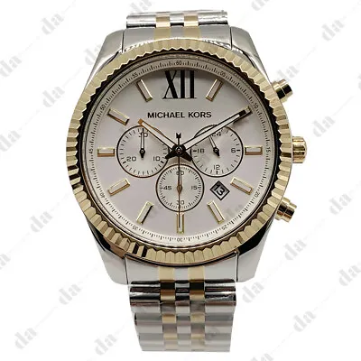 Michael Kors MK8344 Lexington Chronograph White Dial 44mm Case Men's Watch • $105