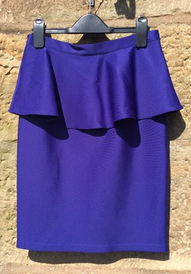 £5.99 • Buy Deep Royal Blue Stretch Peplum Pencil Skirt Topshop Size 8 Uk RRP £34