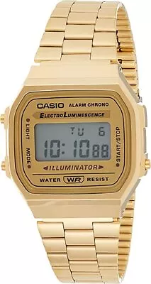 Casio Digital Alarm Stainless Steel Band Unisex Watch A168WG-9W Original New • $70.93