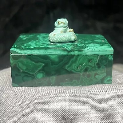 VTG Genuine Malachite Crystal Jewelry Box W/ Dragon • $50