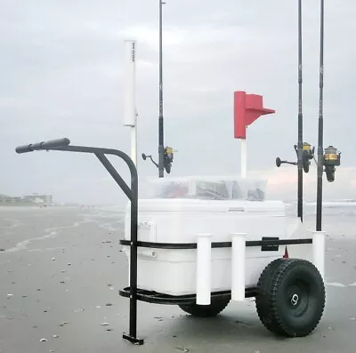 Beach Surf Cart With All Terrain Sand Tires Heavy Duty Fishing Rod Cooler Wagon • $139.89