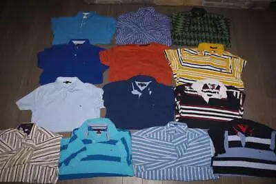 Lot 13 Tommy Hilfiger Mens Polos Dress Shirts Solid Striped Size Small Medium • $79.99