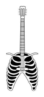 3” Guitar Bones Sticker Rib Skeleton Goth Punk Rock Death Metal Music Case • $3.99