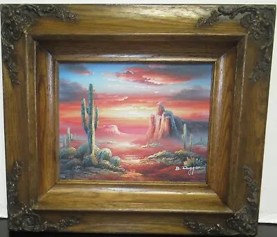 B. Duggan Desert Cactus Dry Creek Original Oil On Canvas Landscape Painting • $399.99