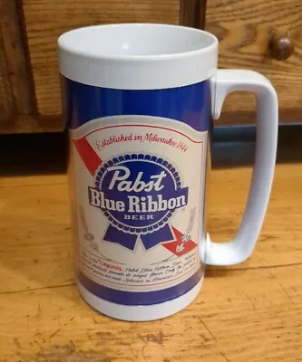 Vintage Pabst Blue Ribbon Plastic Mug Thermo-Serv Beer Mug 6 1/4'' Tall • $12.95