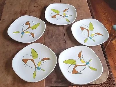 Lot Of 5 1950s Metlox Poppytrail CALIFORNIA FREE FORM 11  Square Dinner Plates • $165