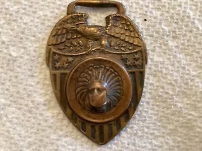 Antique/Vintage Brass Indian Chief Watch Fob Medal • $34.99