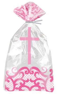 £2.89 • Buy 20 Communion / Christening / Confirmation Cello Party Bags - Pink Cross - Girl 