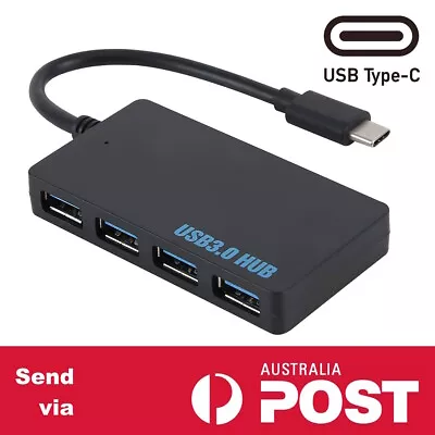 USB HUB 3.0 4-Port Splitter USB C To 4 USB A HUB Adapter Expansion Dock 15cm • $9.95