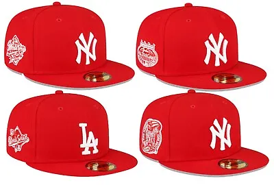 $32.99 • Buy NEWERA NEW ERA 59FIFTY 5950 Fitted CAP *SIDE PATCH* Yankees Dodgers *SCARLET,RED