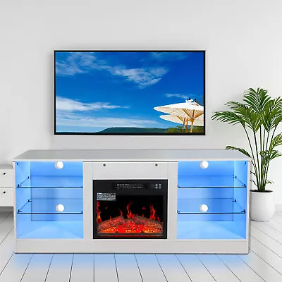 LED TV Stand TV Media Console Table With 18'' Fireplace For TVs Up To 60 Inch US • $239.99