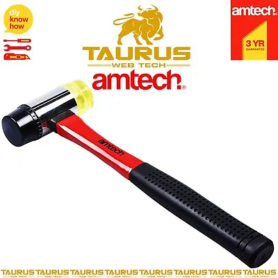 40mm AMTECH Double Face Hammer Head FIBREGLASS Shaft Grip RUBBER MALLET Tools UK • £8.95