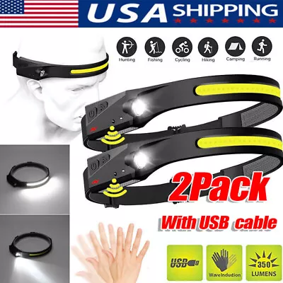 2X Waterproof COB Headlamp Night Buddy LED Sensor 230° Head Torch Headlight Lamp • $12.60