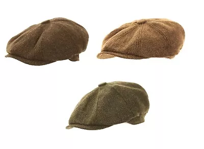 £9.99 • Buy Herringbone Newsboy Cap 8 Panel Gatsby Baker Boy Peaky Blinder Flat Uk Seller