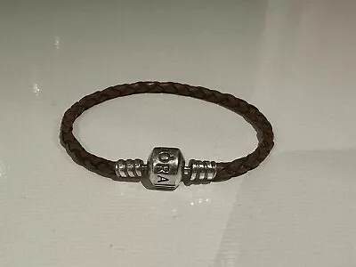 Genuine Pandora Moments Brown Leather Bracelet  16cm S925 ALE • £15