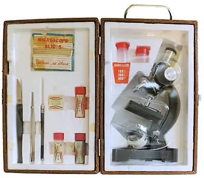 YOUR STUDENT Precision Made Microscope Set In Carry Case VINTAGE Never Used • $17.60