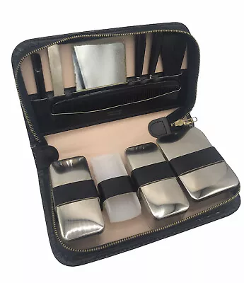 Vintage West Germany Men's Grooming Kit Manicure Set Chrome Finish Solid Black • $44.99