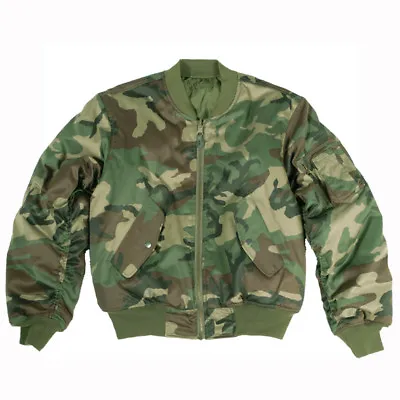 Ma1 Army Style Flight Bomber Pilot Military Mens Jacket US Woodland Camo S-3Xl • $97.95