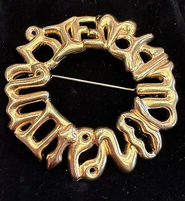 Vintage Fendi Gold Plated Zodiac Round Brooch • $489