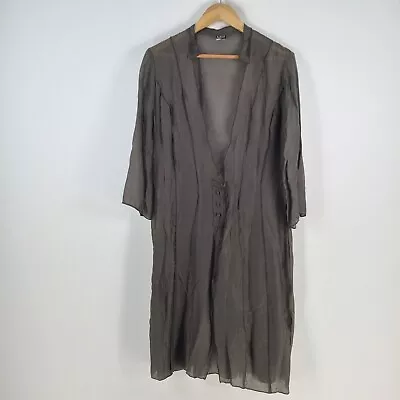 Kathleen Berney Womens Kimono Duster Jacket Size M Grey Sheer 3/4 Sleeve 079754 • $24.95