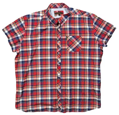 Men’s Ben Sherman Red Tartan Check Shirt Mod Ska Size 4XL XXXXL • £16.99