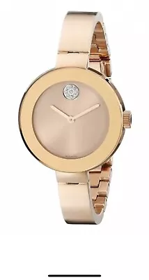 Brand New Movado Bold Women’s Rose Gold Crystal Dot Bangle Watch 3600202 • $329