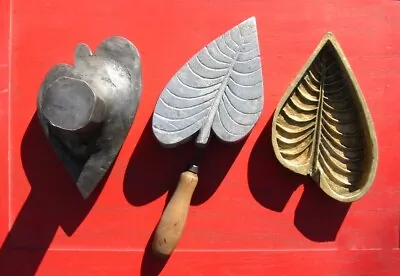 HUGE Rare Vintage Millinery Leaf Tool Mold Bronze Antique Cutter SET #23 • $400