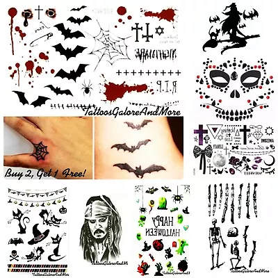 £2.79 • Buy Halloween Horror Temporary Tattoos, Skeleton, Superman Fancy Dress, Or Face Gems