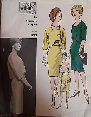 *RARE* Vintage 1963 VOGUE COUTURIER DESIGN No. 1193 By Rodriguez Of Spain • $135