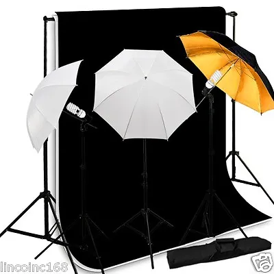 3 Bulbs Studio Continuous Lighting Kit Background Support Muslin Backdrop • $99