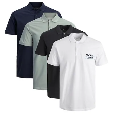 Jack & Jones Mens Polo Charles Short Sleeve 100% Cotton Regular Fit Shirt • £12.99