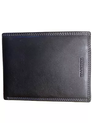 Valentini Trifold Wallet New Black Leather Vera Pelle Styled In Italy • $49.99