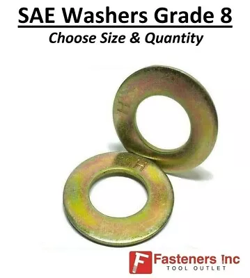 SAE Flat Washers Thru-Hardened Grade 8 Yellow Zinc (Choose Size & Qty) • $199.99