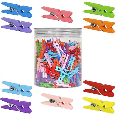 Mini Natural Wooden Clothespins 320pc (1 Inch) Photo Paper Peg Pin Craft Clips • $9.99