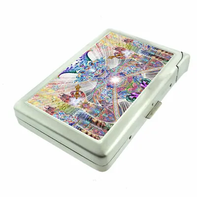 Trippy Art Em4 100's Size Cigarette Case With Built In Lighter Metal Wallet • $21.95