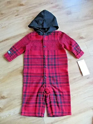 Baby Ralph Lauren Red Fairisle Check Romper Pram Suit Snowsuit 6 Months Bnwt • £9.99