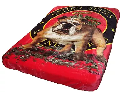 JPI Semper Fi US Marine Bulldog Queen Size Soft Plush Lightweight Blanket  • $42.29