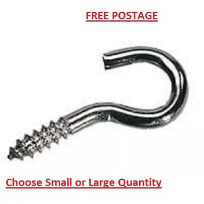 DRESSER Cup Hooks White Pvc Coated Or Zinc Kitchen Screw In Mug Peg 32mm Or 14mm • £0.99