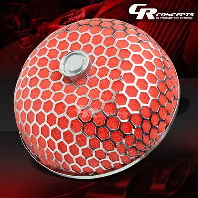 3  High Flow Short Ram/cold Air Intake Gauze Mushroom Red Rubber Filter+clamp • $19.95