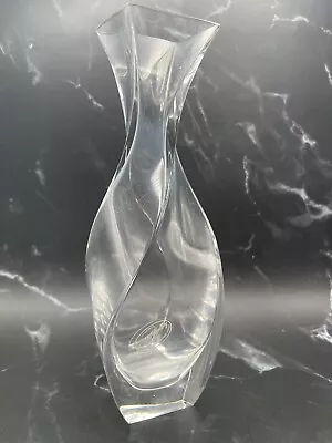 Vintage Italian Art Glass Vase Royal Gallery Clear Glass Swirl Twist  Neck 825  • $39.90