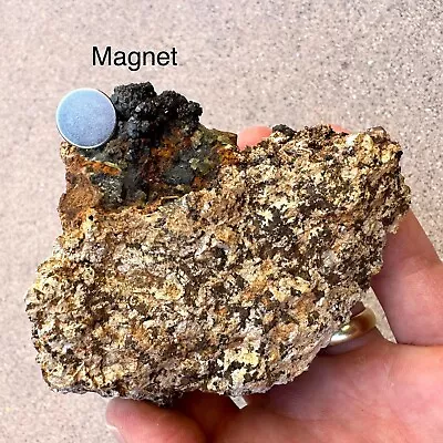 Rare 3.3” Magnetite With Garnet & Feldspar Crystal Cluster  Imilchil Morocco • $19.99