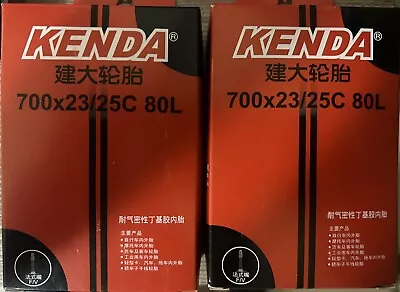 Kenda Bicycle Inner Tube 80mm Presta Valve 700 X 23 / 25c (Pack Of 2) • $14.49